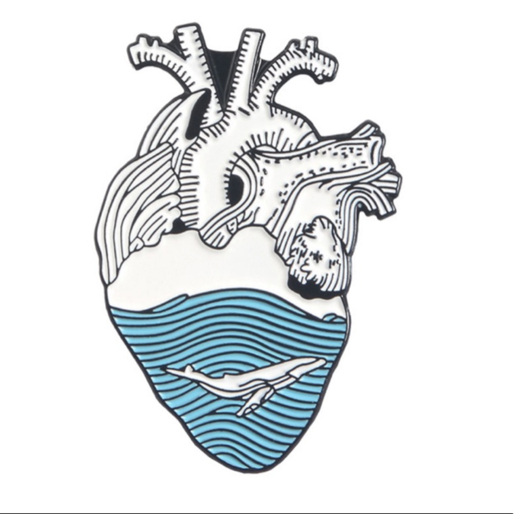 2 Matching Anatomy Heart Scrub Pins Blue Surf Wave - Picture 6 of 13